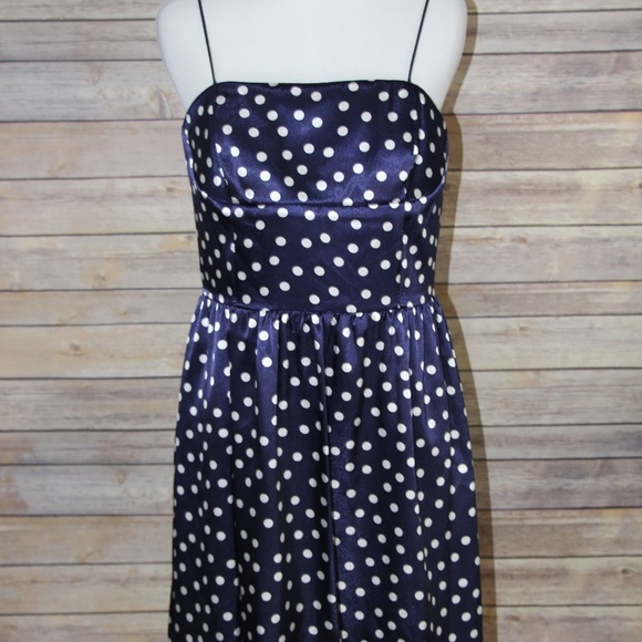 ELIZA J. NEW YORK Navy and White Polka Dot Dress - Picture 1 of 8